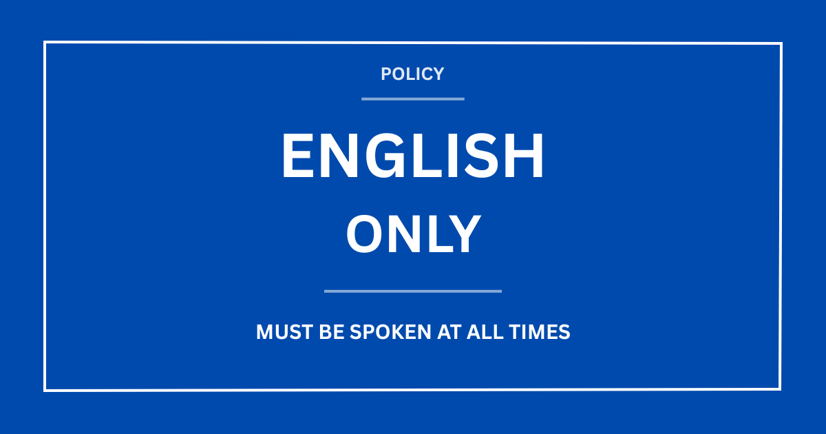 Illustration representing an English-only workplace policy.